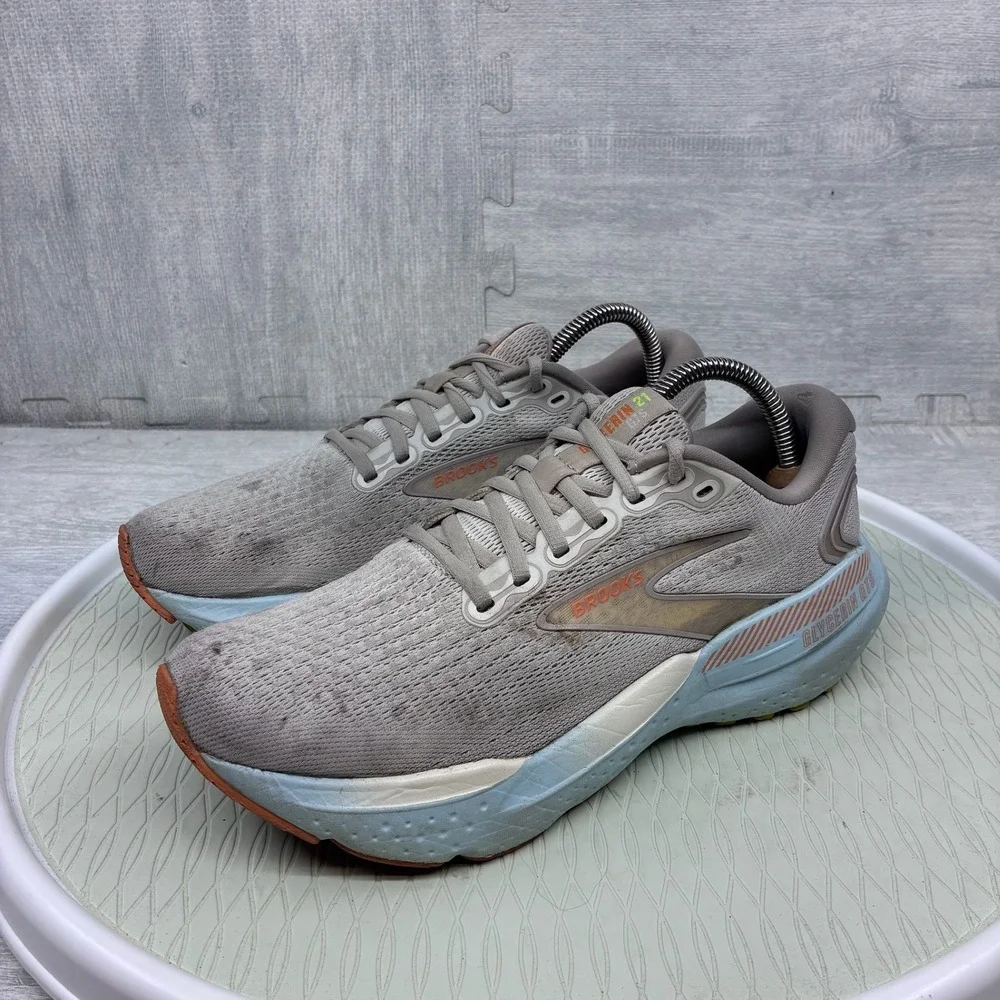 Brooks Glycerin GTS 21 Running Shoes Women's 10 Grey Blue Mesh 1204091B195